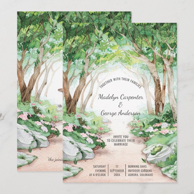 Eclectic Romance - Forest Woodland Path Wedding | Invitation (Front/Back)