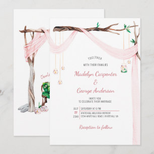 Eclectic Romance - Pink Drape Mason Jar Lights Invitation