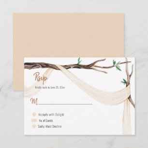Eclectic Romance Tree Branch Beige Gauze RSVP Card