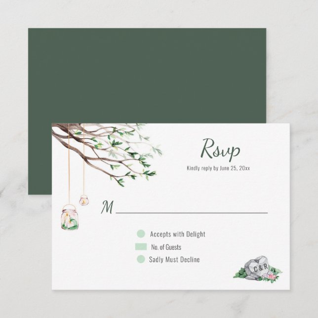Eclectic Romance Woodland Wedding RSVP (Front/Back)