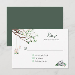 Eclectic Romance Woodland Wedding RSVP Card