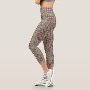 Eclectic Rustic Grungy Muted Christmas Pattern Capri Leggings