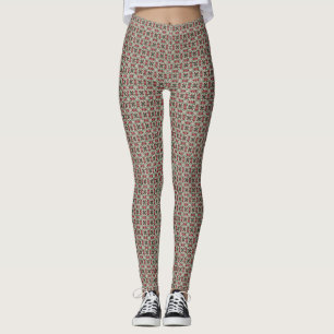 Eclectic Rustic Grungy Muted Christmas Pattern Leggings