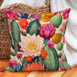 Eclectic Southwestern Cactus Desert  Cushion