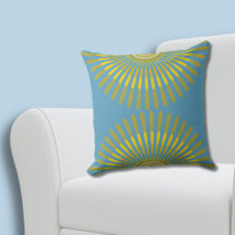 Eclectic Summer Yellow and Blue Feathery Fan