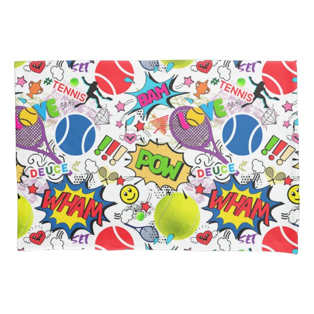 😍🤩Eclectic tennis🎾 pattern Pillowcase (Front)