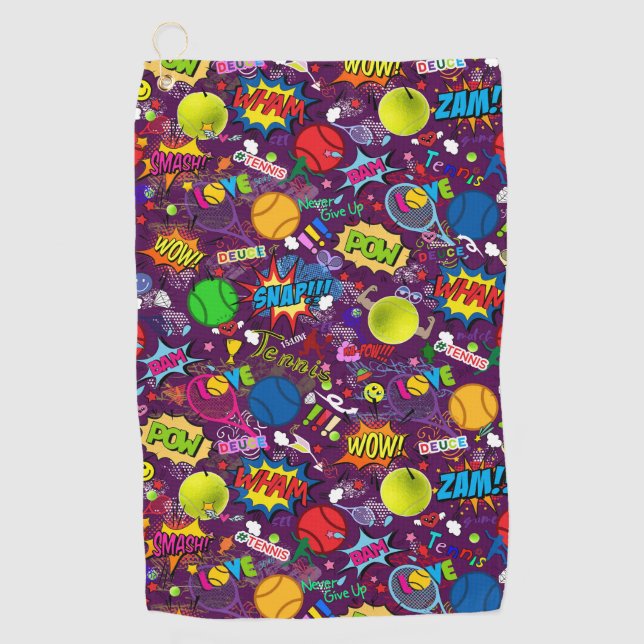 🎾 Eclectic tennis🎾 pattern purple  Golf Towel (Front)