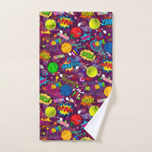 😍🤩Eclectic tennis🎾 pattern purple Hand Towel