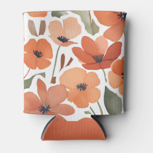 Eclectic Watercolor Floral Terracotta Wildflower Can Cooler