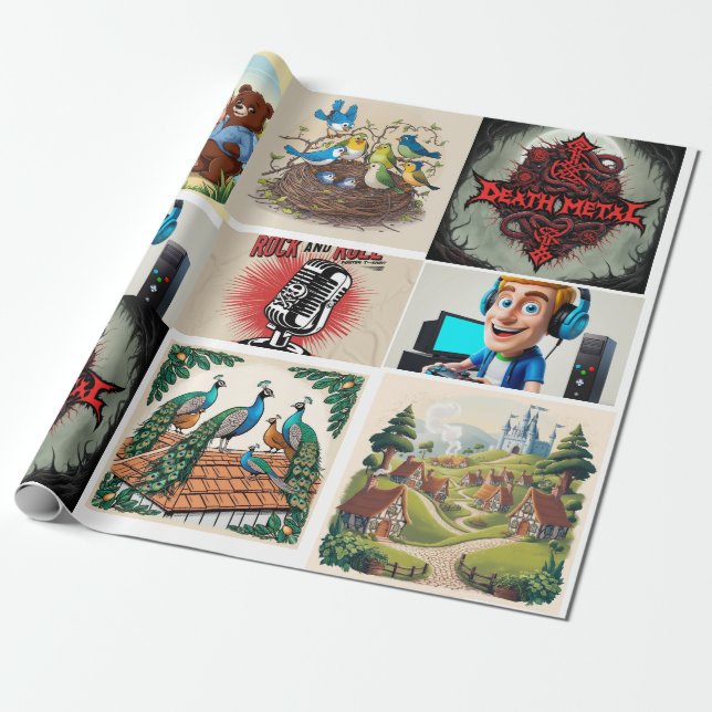 "Eclectic Wrapping Paper Collection" (Unrolled)