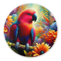 Eclectus Parrot with Colourful Flowers