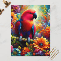 Eclectus Parrot with Colourful Flowers