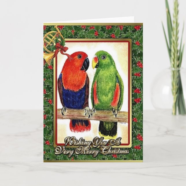 Eclectus Parrots Christmas Card (Front)