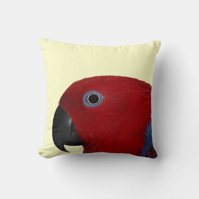 Eclectus Throw Pillow Red (Front)