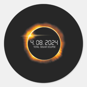 Eclipse 2024 April 8 Totality Mens Womens Kids Classic Round Sticker