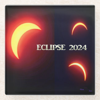 Eclipse 2024 glass coaster