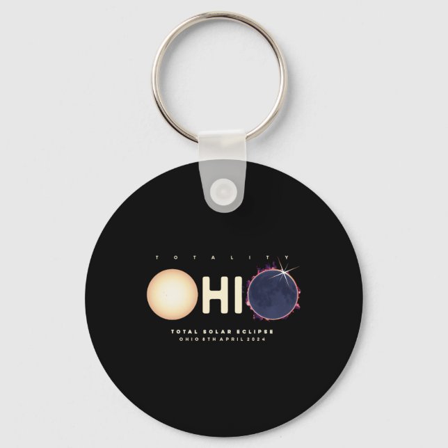 Eclipse 2024 Ohio Total Eclipse Astronomy Graphic  Key Ring (Front)