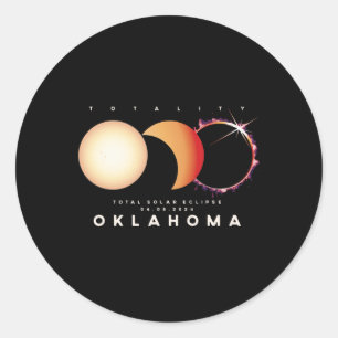 Eclipse 2024 Oklahoma Total Eclipse Astronomy Grap Classic Round Sticker