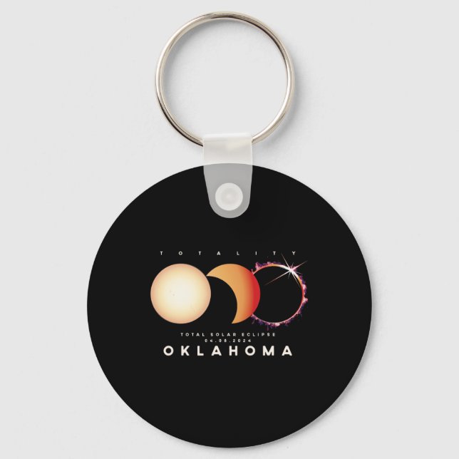 Eclipse 2024 Oklahoma Total Eclipse Astronomy Grap Key Ring (Front)