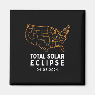 Eclipse 2024 Party America Totality Total Usa Map  Magnet