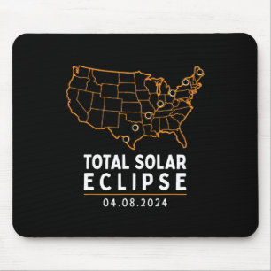 Eclipse 2024 Party America Totality Total Usa Map Mouse Mat