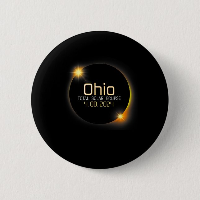 Eclipse 2024 Shirt State Ohio Total Solar Eclipse  6 Cm Round Badge (Front)