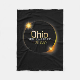 Eclipse 2024 Shirt State Ohio Total Solar Eclipse Fleece Blanket