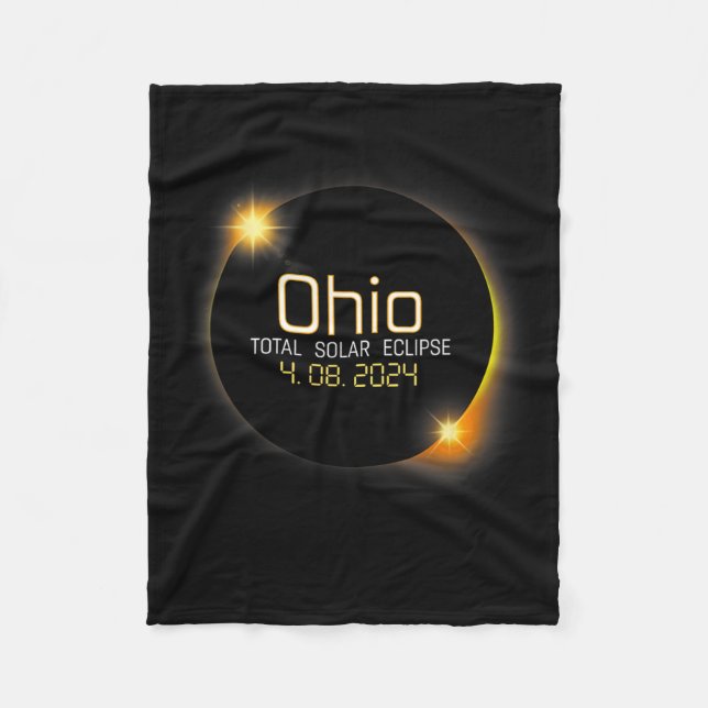 Eclipse 2024 Shirt State Ohio Total Solar Eclipse  Fleece Blanket (Front)