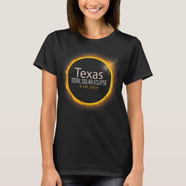 Eclipse 2024 Shirt Total Solar Eclipse State Texas (Front)