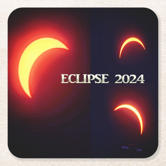 Eclipse 2024 square paper coaster (Front)
