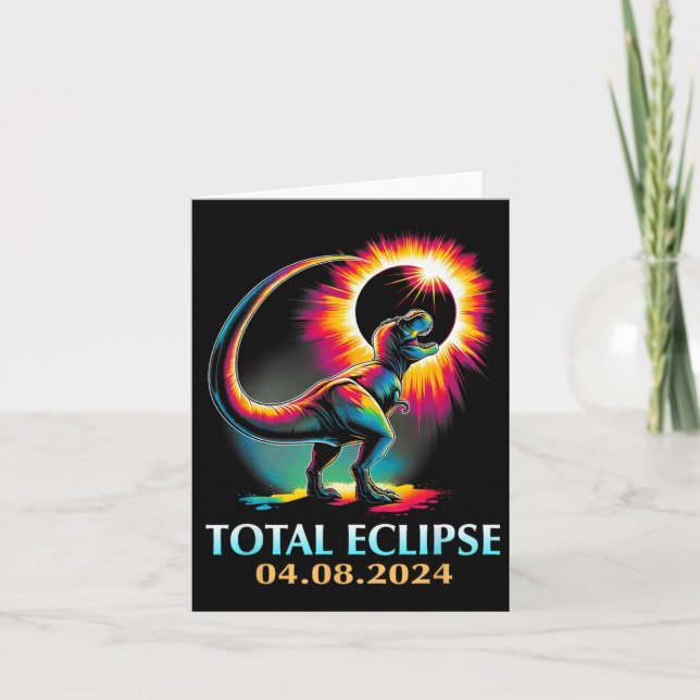 Eclipse 2024 Total Solar Eclipse T Rex Dinosaur  Card (Front)
