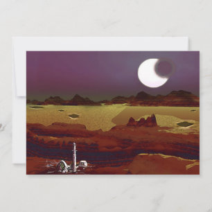 Eclipse Above The Distant Lands. Alien Planet Holiday Card