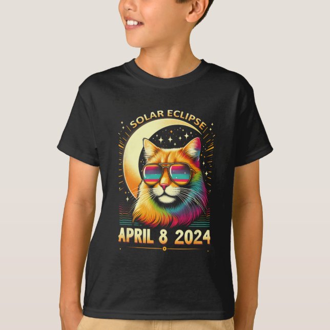 Eclipse April 8 2024 Cats Lovers  T-Shirt (Front)