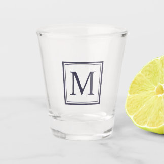 Eclipse Blue Square Personalised Initial Monogram Shot Glass