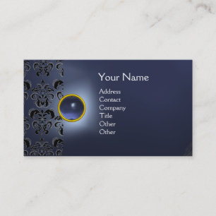 ECLIPSE DAMASK GEM  MONOGRAM blue Business Card