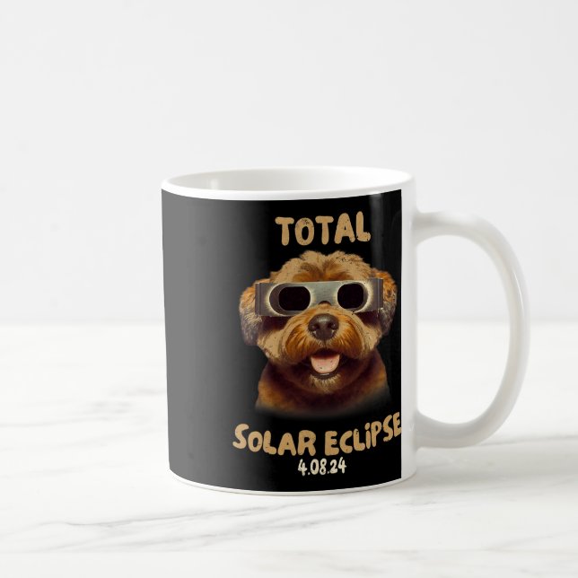 Eclipse Dog Wearing Solar Eclipse Gles  Coffee Mug (Right)