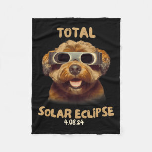 Eclipse Dog Wearing Solar Eclipse Gles Fleece Blanket