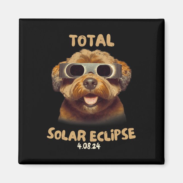 Eclipse Dog Wearing Solar Eclipse Gles  Magnet (Front)