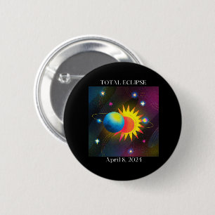 Eclipse Flare 04.08.24 Total Solar Eclipse USA 6 Cm Round Badge