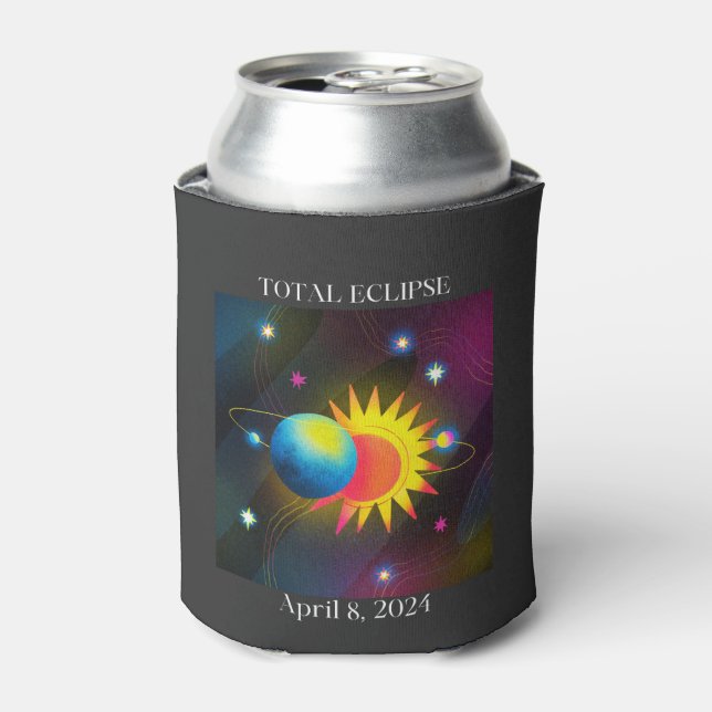 Eclipse Flare 04.08.24 Total Solar Eclipse USA Can Cooler (Can Front)