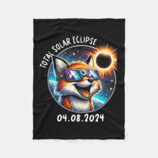 Eclipse Fox Wearing Gles Pet April 8 2024  Fleece Blanket