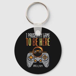 Eclipse Gamer Paused My Game April 8 Men Boys Kids Key Ring