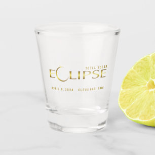 Eclipse golden celestial commemorative souvenir shot glass
