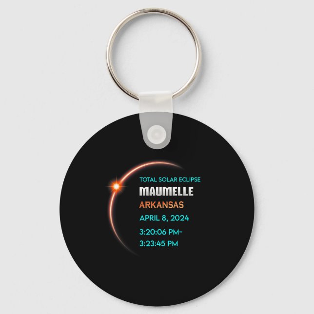 Eclipse Maumelle Arkansas Total Solar Eclipse 2024 Key Ring (Front)
