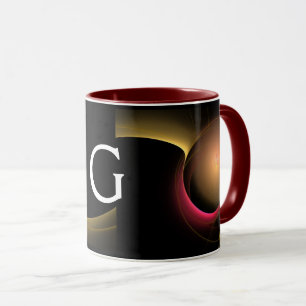 ECLIPSE MONOGRAM Pink Yellow Black Fractals Mug