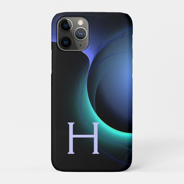 ECLIPSE MONOGRAM Vibrant black blue Case-Mate iPhone Case (Back)