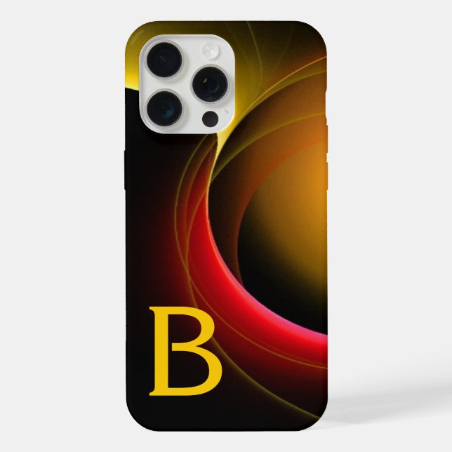 ECLIPSE MONOGRAM Vibrant Black Yellow Red Swirls iPhone Case (Back)