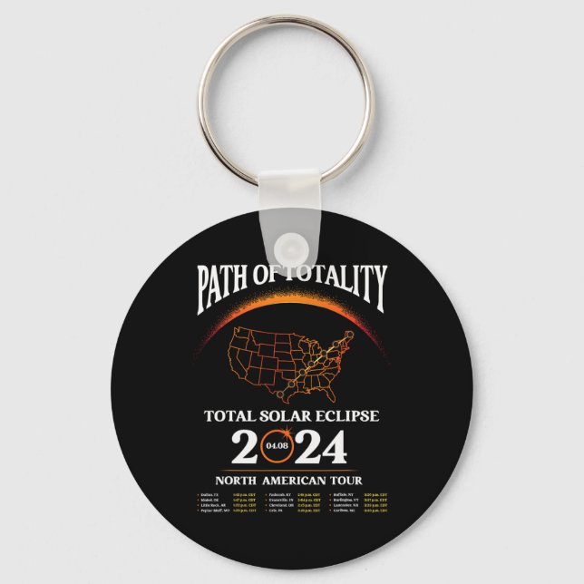 Eclipse Path Of Totality Solar Eclipse April 8 202 Key Ring (Front)