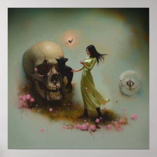 Eclipse Priestess Moon Occult AI Art Matte Value Poster