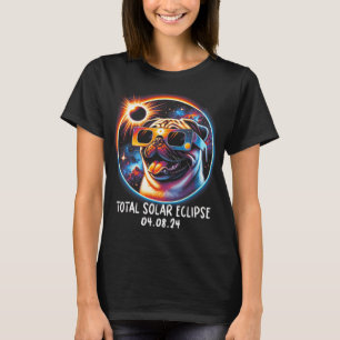 Eclipse Pug Wearing Gles Pet April 8 2024  T-Shirt